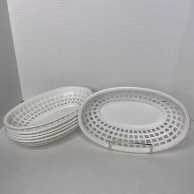 Oval Fast Food Baskets Plastic Oval Basket Bread Basket Bin Food Serving Lot (6) - Image 1 of 4