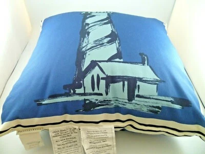 ALMOHADA DECORACIÓN FARO GRANERO CERÁMICA NÁUTICA AZUL PUERTO ACENTO 20" X 20"  Foto 1 de 4