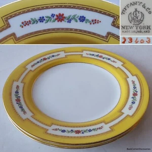 2 Tiffany & Co. NY von George Jones & Sons 23403 83/4" Mittagessen Teller. Gelber Rand - Bild 1 von 23