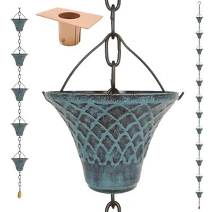 8.5FT Bell Iron Rain Chains for Gutter and Rain Barrel, Rust-Resistant Plated... - Picture 1 of 7