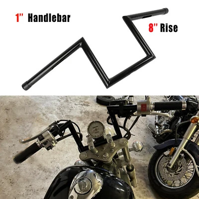 1" Motorcycle 8" Rise Handlebars Z-Bar Drag Bars For Harley Sportster XL883 1200 - Image 1 of 4