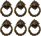 6Pcs Vintage Bronze Drop Ring Knobs Pulls Handles for Dresser Drawer Antique Dra