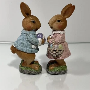 Osterhasen Schmuck Figuren Paar Junge Mädchen Resin - Bild 1 von 8