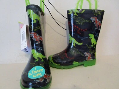 Bota de lluvia impermeable iluminada Western Chief para niños pequeños Dino Soar negra talla 8 Foto 1 de 4