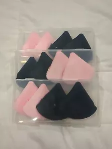 12Pcs Triangle Powder Puffs for Face With Cases Pink & Black- New - Picture 1 of 4