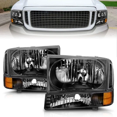 Black Clear Lens Crystal Headlight Set fits 1999-2004 Ford F-250 Super Duty - Image 1 of 4