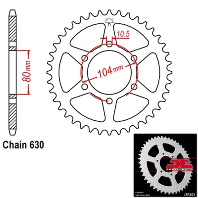 JT Sprocket Steel Rear 630 Pitch 33 Tooth Kawasaki KZ 1000G Classic (1980) - Imagem 1 de 2