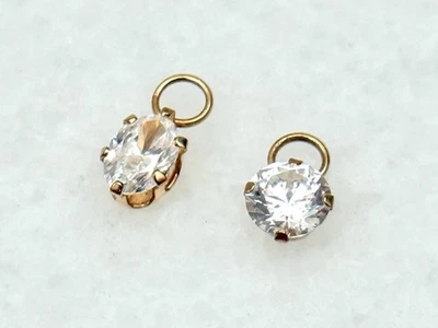 Подвески-усилители для серег из желтого золота 14 карат с фианитом и фианитом - Изображение 1 из 3