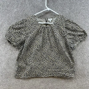 J. Crew Women's Blouse Size 2X Multicolor Animal Print Short Sleeve Button - Picture 1 of 10