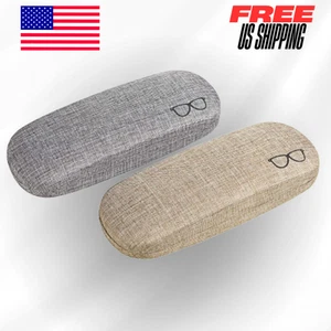 Hard Shell Sunglasses Protective Case Linen Eye Glasses Gray & Light Brown 2 Pcs - Picture 1 of 12
