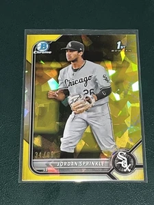 2022 Bowman Draft Chrome SAPPHIRE Jordan Sprinkle YELLOW /99 - Picture 1 of 1