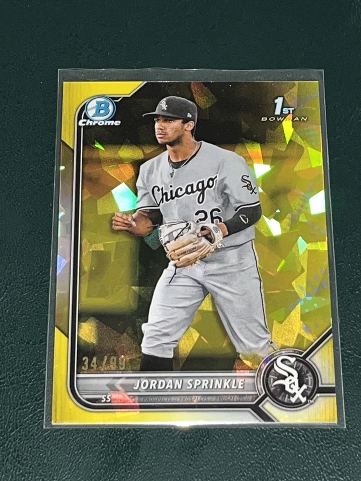2022 Bowman Draft Chrome SAPPHIRE Jordan Sprinkle YELLOW /99 - Image 1 of 1