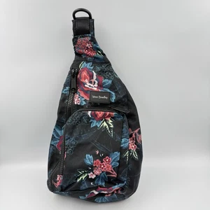 Vera Bradley Floral Sling Backpack Black Reactive w/ Extension Strap NWOT - Picture 1 of 5