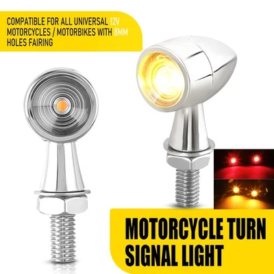 2X Intermitente de freno LED rojo bala/ámbar para motocicleta señal de giro mini indicador cola Foto 1 de 4