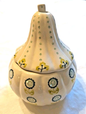 Anthropologie Cerámica Calabaza Azúcar Cuenco Mermelada Olla Tapa Cuchara Foto 1 de 4