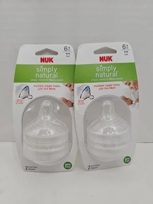 Paquete de 4 pezones para biberón NUK Simply Natural de flujo rápido, 1 mes + sin BPA Foto 1 de 3