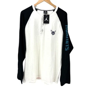 CHARLOTTE HORNETS T-Shirt Mens XL Henley Raglan Nike Air Jordan Jumpman NEW - Picture 1 of 12