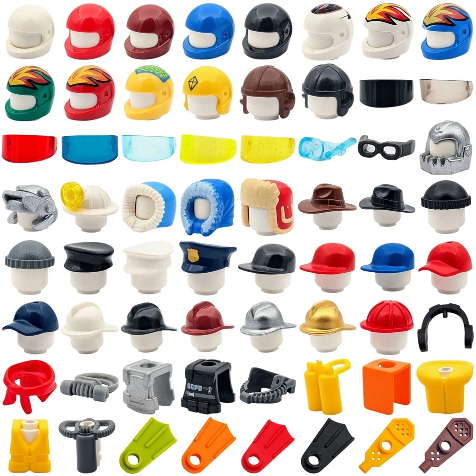 LEGO lotti accessori figure city caschi cappelli subacquei polizia - Immagine 1 di 1
