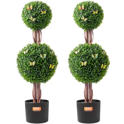 Paquete de 2 plantas de imitación de árbol topiario de boj artificial de 3 pies VEVOR UV decoración interior/exterior Foto 1 de 4