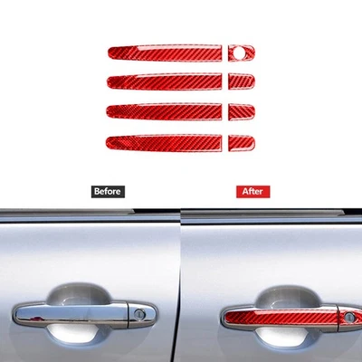 8Pcs Red Carbon Fiber Outer Door Handle Cover Trim For Toyota Corolla 2006-2012 - image 1 of 4
