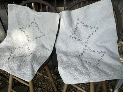 2 fundas de almohada Shabby Chic vintage bordadas florales acolchadas 100 % algodón 20x25 Foto 1 de 4