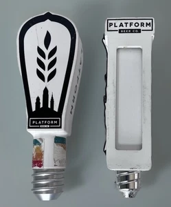 Beer Tap Pulls Platform Beer Set Of 2 White Ceramic Light Bulb & Light - Picture 1 of 11