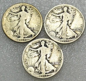 1917 Walking Liberty Silber Half Dollar Lot von 3 Münzen in Saflips #J212 - Bild 1 von 2