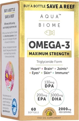 Enzymedica Aqua Biome Máxima Fuerza OMEGA-3 Suplemento de Aceite de Pescado 60 Cápsulas Blandas Foto 1 de 4