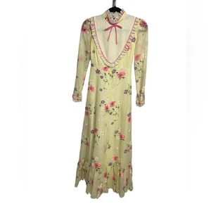 Vintage Saks Fifth Avenue juniorette floral prairie style long dress X-small - Picture 1 of 3