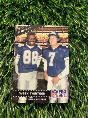 1992 Pro Set Week Thirteen #49 '91 Replay Michael Irvin Steve Bluerlein F37 - Image 1 of 2