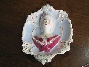 ANTQ. RARO HP PORCELANA BISQUE MUJER VICTORIANA RETRATO ARTE RELIEVE PLACA DE PARED - Imagen 1 de 11