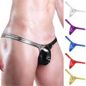 Man Sexy Gay G String Seamless Underwear Erotic Underpants Cue Imitation Leather - Picture 1 of 28