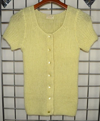 Top de punto vintage talla M/L años 70 tejido a mano amarillo Top de Ruby Benard Foto 1 de 4