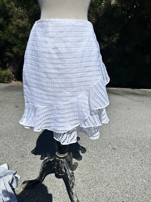 a.n.d. Falda eawy para mujer talla 12 blanca bordada cuadrada con volantes dobladillo forrada Foto 1 de 4