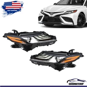 For 2021 2022 Toyota Camry XSE XLE Full LED Headlights Assembly Black Left Right - Picture 1 of 10
