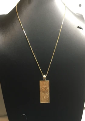 14k Yellow Gold Chain and Pendant Necklace, REAL GOLD!! - Image 1 of 4
