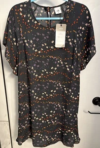Cabi Womens Dress Medium Zadie Muse Gray Floral Short Sleeve Chiffon NWT - Picture 1 of 3