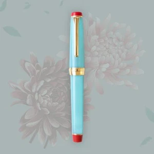 NUEVA PLUMA ESTILOGRÁFICA WANCHER Imari Yaki Tinte Azul y Rojo Vermillion Oro 21K Plumín - Imagen 1 de 8