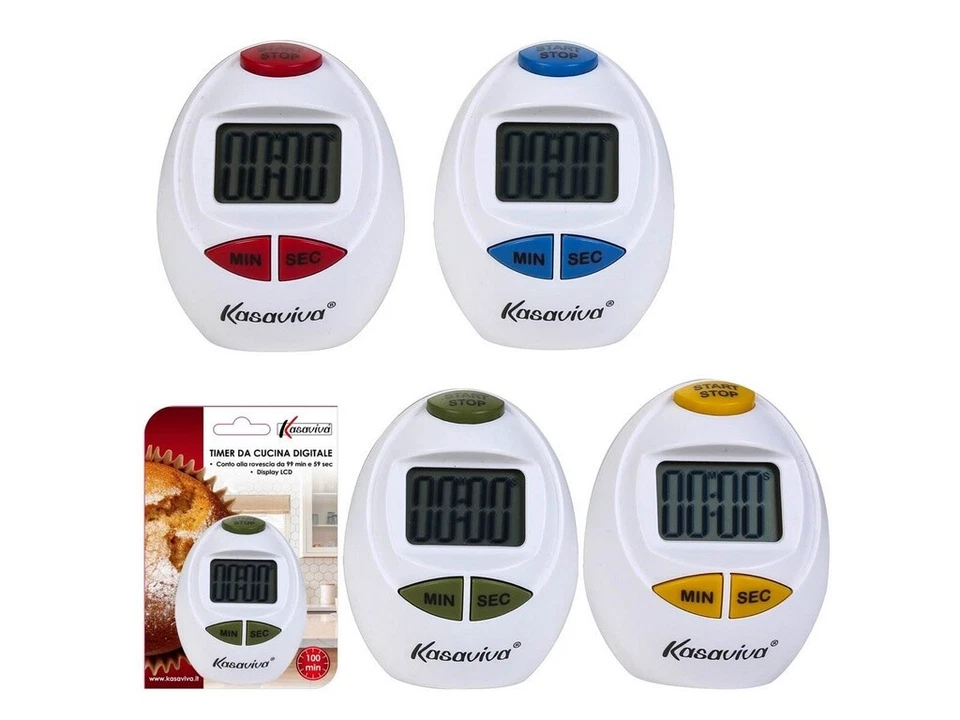 TIMER CUCINA DIGITALE CONTA MINUTI CONTAMINUTI DIGITALE KASAVIVA PZ.1 ASSORTITO - Immagine 1 di 1