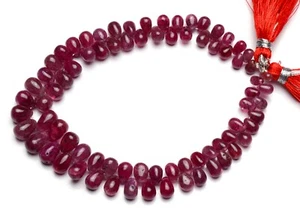 Natural Pink Sapphire Gem 6x4 to 9x6MM Size Smooth Teardrop Briolette Beads 9" - Picture 1 of 6