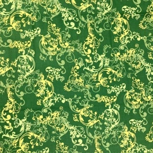 Carnaby Street Ornamental Scrollwork on green 100% Cotton 2 yards Robert Kaufman - Picture 1 of 6