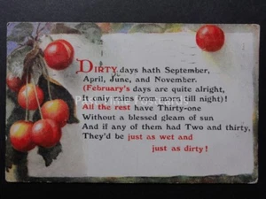 Verse & Poem DIRTY days hath September, April, JUne and November c1929 by Salmon - Picture 1 of 2