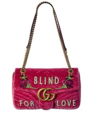 Bolso de Mano Gucci Blind For Love Rosa Terciopelo Marmont GG Dorado Cartera Italia Nuevo con Etiquetas Foto 1 de 4