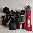 Canon T50 (spares) 35mm Film SLR with Canon FD 50mm & 277T Flash and Other Lense