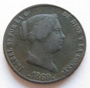 ZALDI2010 - Isabel II, 25 Cents Real 1860, - Picture 1 of 2