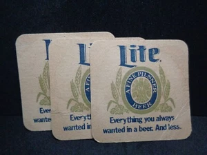 Miller Lite Beer Coaster Everything you always wanted in a beer vintage lot of 3 - Picture 1 of 9