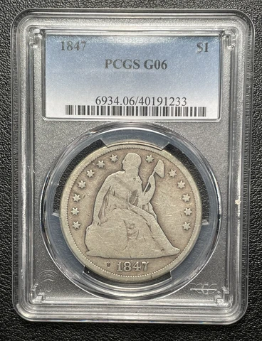 PCGS G06 1847 Seated Liberty Dollar Nice Problem Free Good Cover
