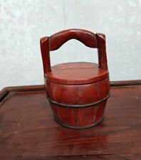 Chinese old shanghai Mini wooden bucket Wedding candy bucket Lacquerware barrel