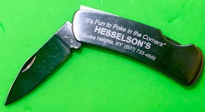 Cuchillo de hoja de bloqueo de acero inoxidable Ruko publicitario Hesselson’s - Elimira, NY������ Foto 1 de 4
