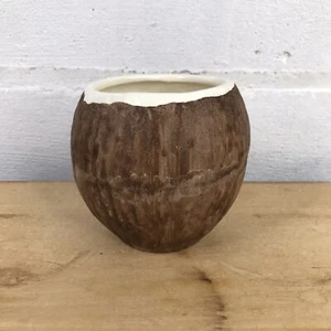 Vintage TRADER VIC USA Coconut Shaped Ceramic TIKI Mug Barware Roly Poly Cup - Picture 1 of 10